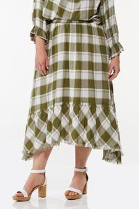 Plus Size Frayed Plaid Skirt