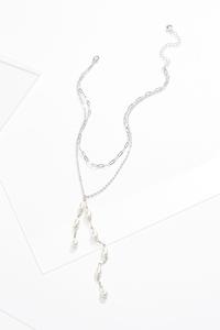 Layered Silver Pearl Necklace