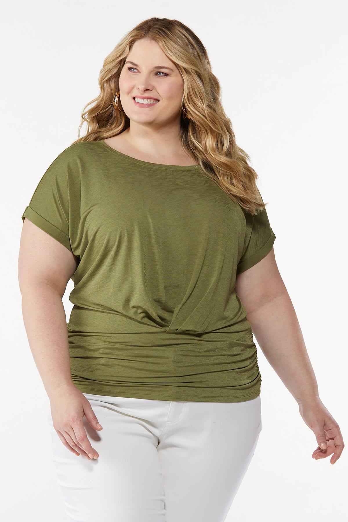 Plus Size Ruched Dolman Sleeve Top