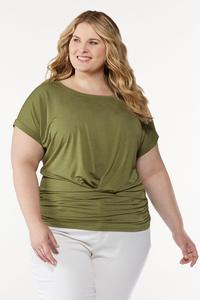 Plus Size Ruched Dolman Sleeve Top