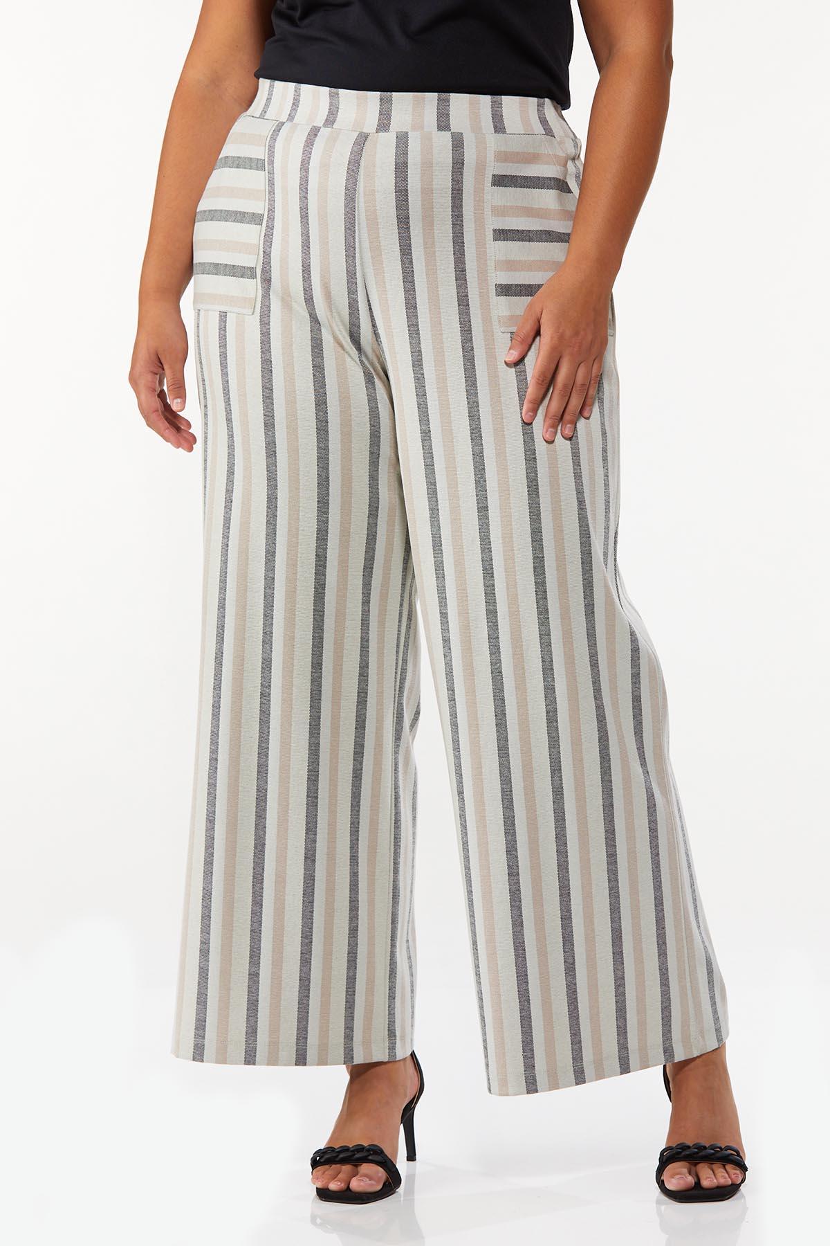 Plus Size Muted Stripe Trouser Pants