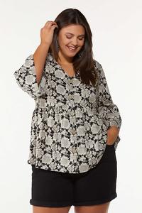 Plus Size Floral Bell Sleeve Top