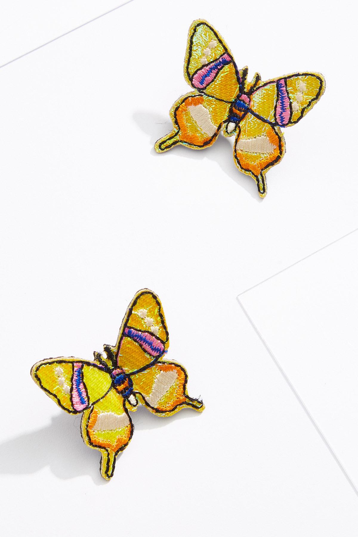 Fabric Butterfly Button Earrings