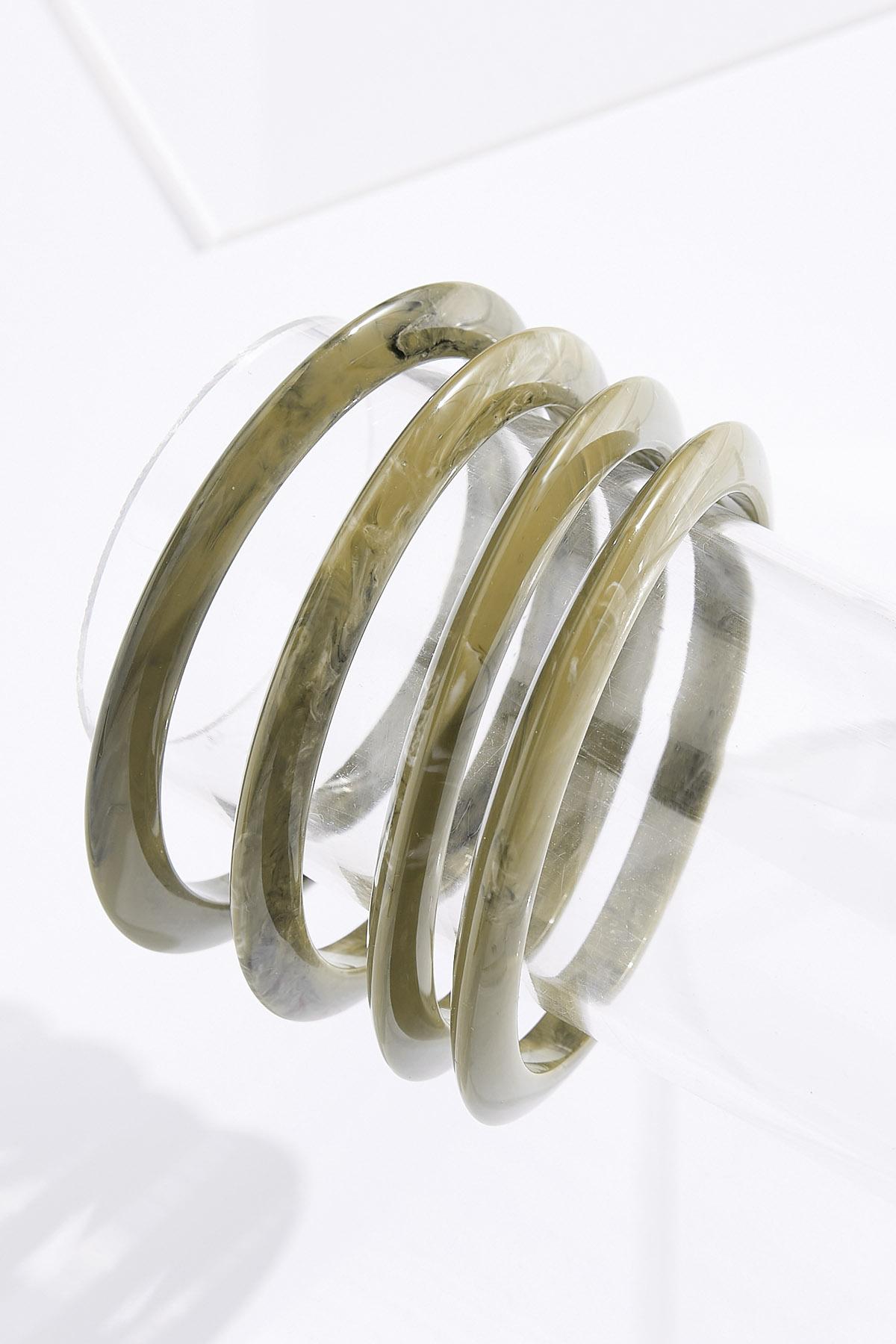 XL Olive Resin Bangle Bracelet Set
