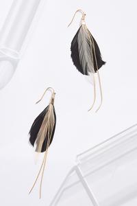 Linear Feather Chain Earrings
