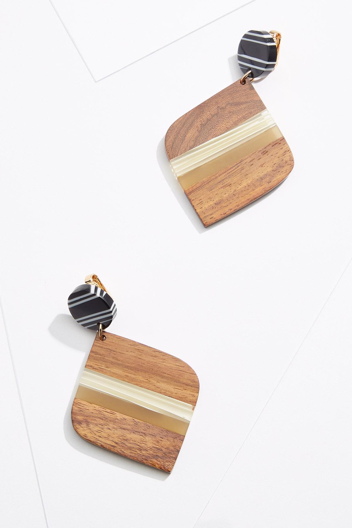 Clip-On Wood Statement Earrings