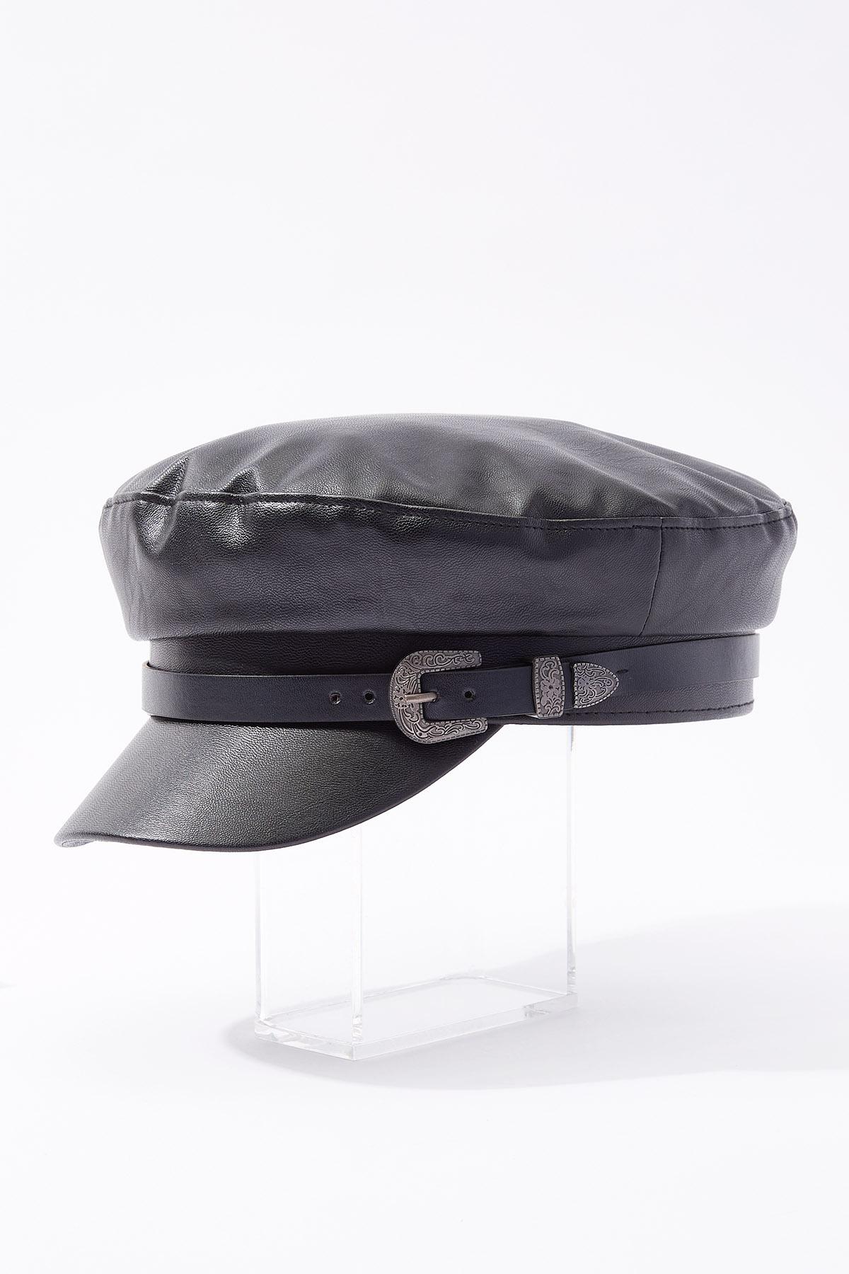 Faux Leather Cabbie Hat