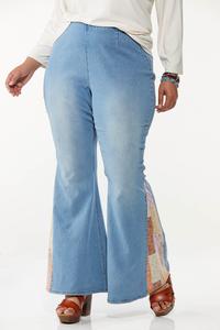Plus Size Patchwork Inset Flare Jeans