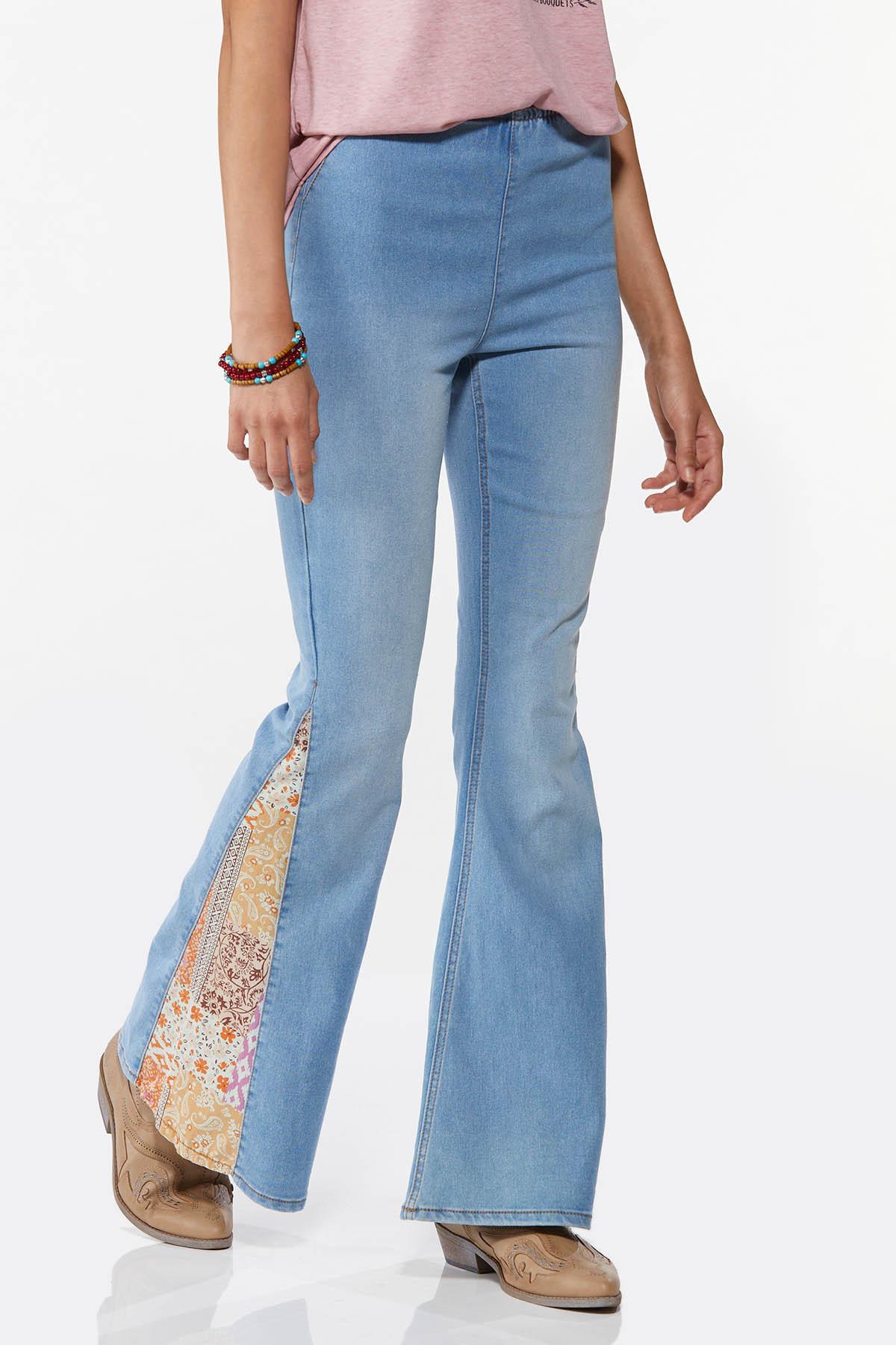 Patchwork Inset Flare Jeans