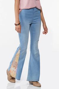 Petite Patchwork Inset Flare Jeans