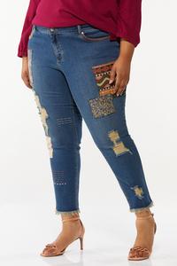 Plus Size Patchwork Girlfriend Jeans