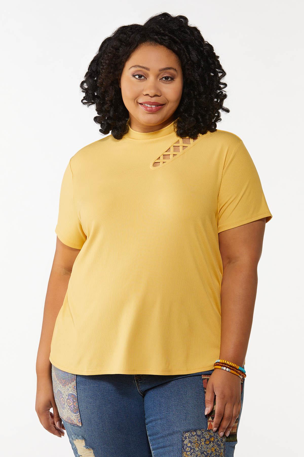 Plus Size Ribbed Mock Neck Top