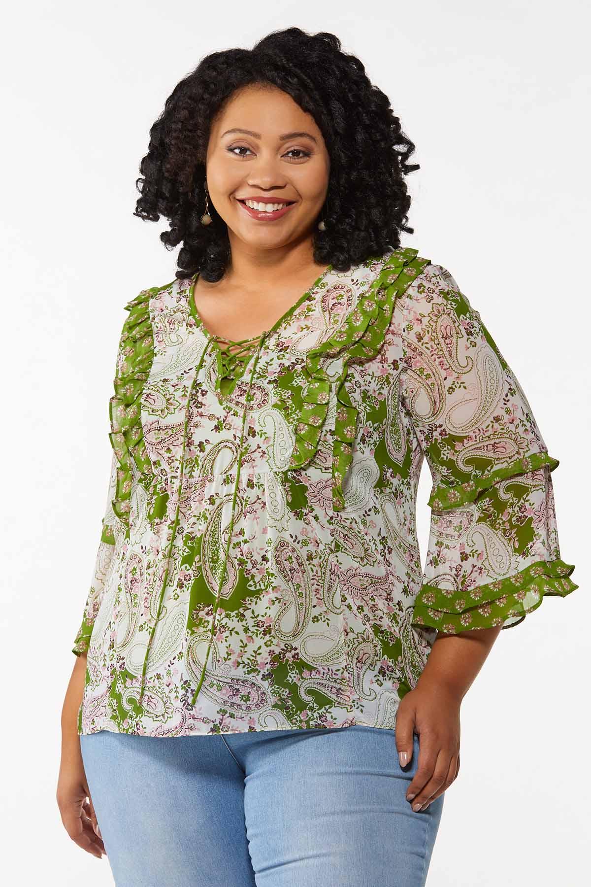 Plus Size Lace-Up Tunic Top