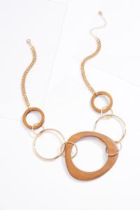 Wood Oval Pendant Necklace