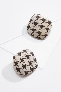 Clip-On Houndstooth Button Earrings