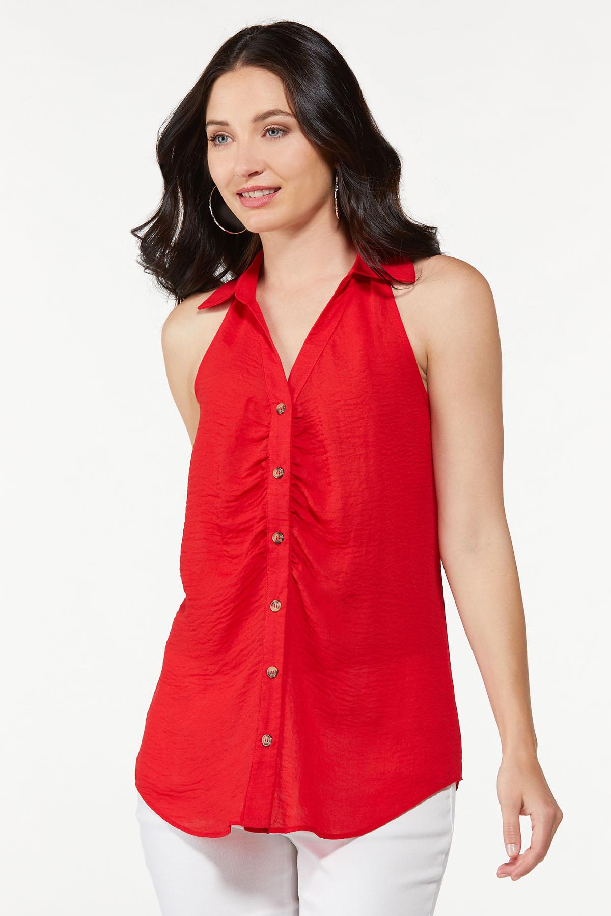 Button Front Collared Tank