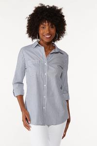 Button Front Striped Top