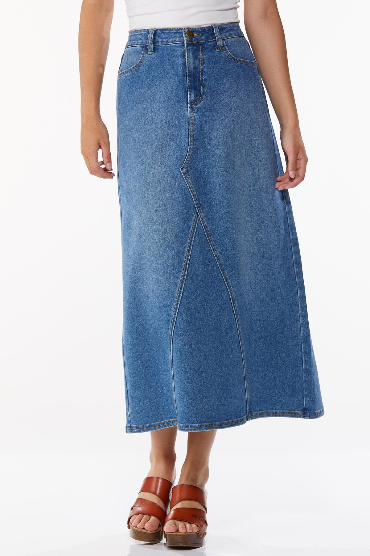 Asymmetrical Seam Denim Skirt