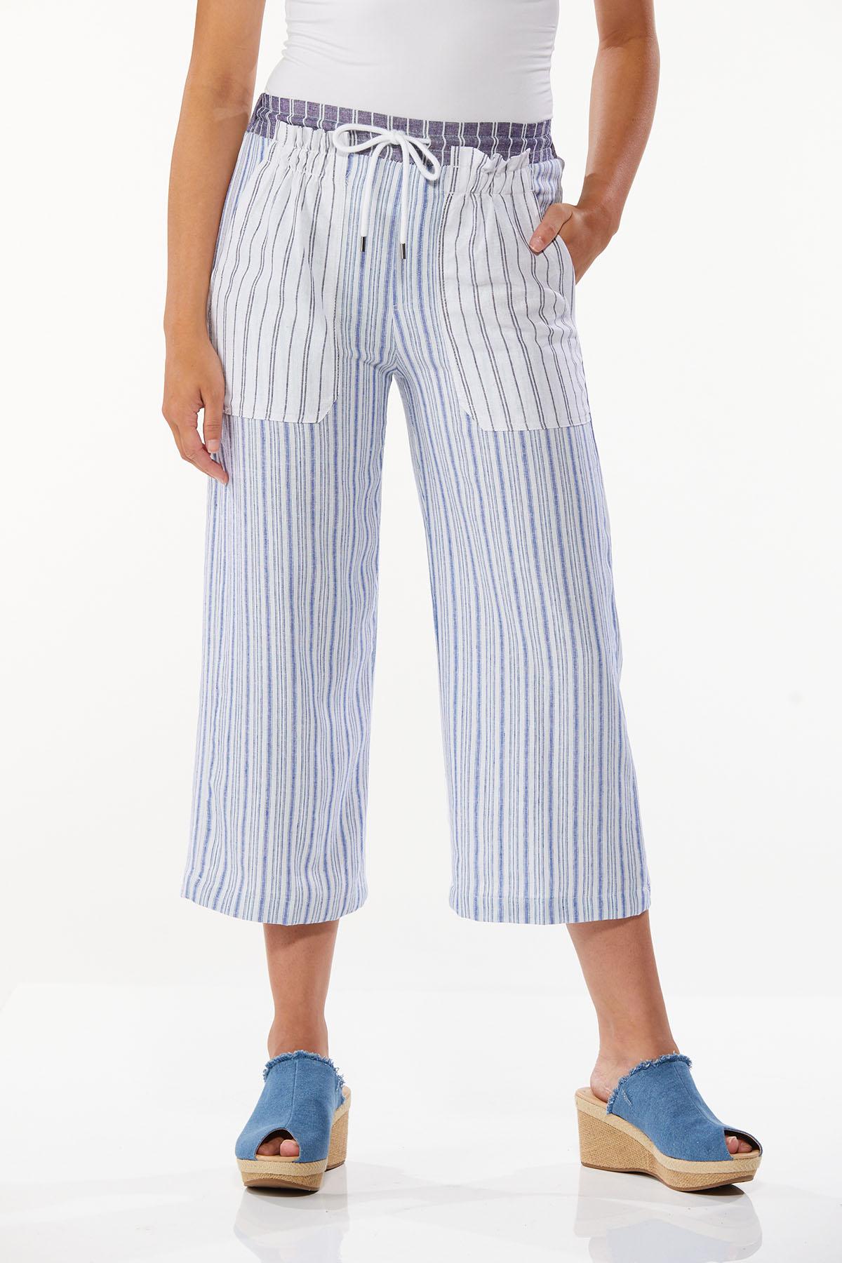 Mixed Striped Cropped Pants