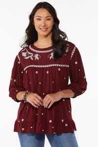 Embroidered Tiered Top