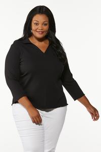 Plus Size Ribbed Collar Top