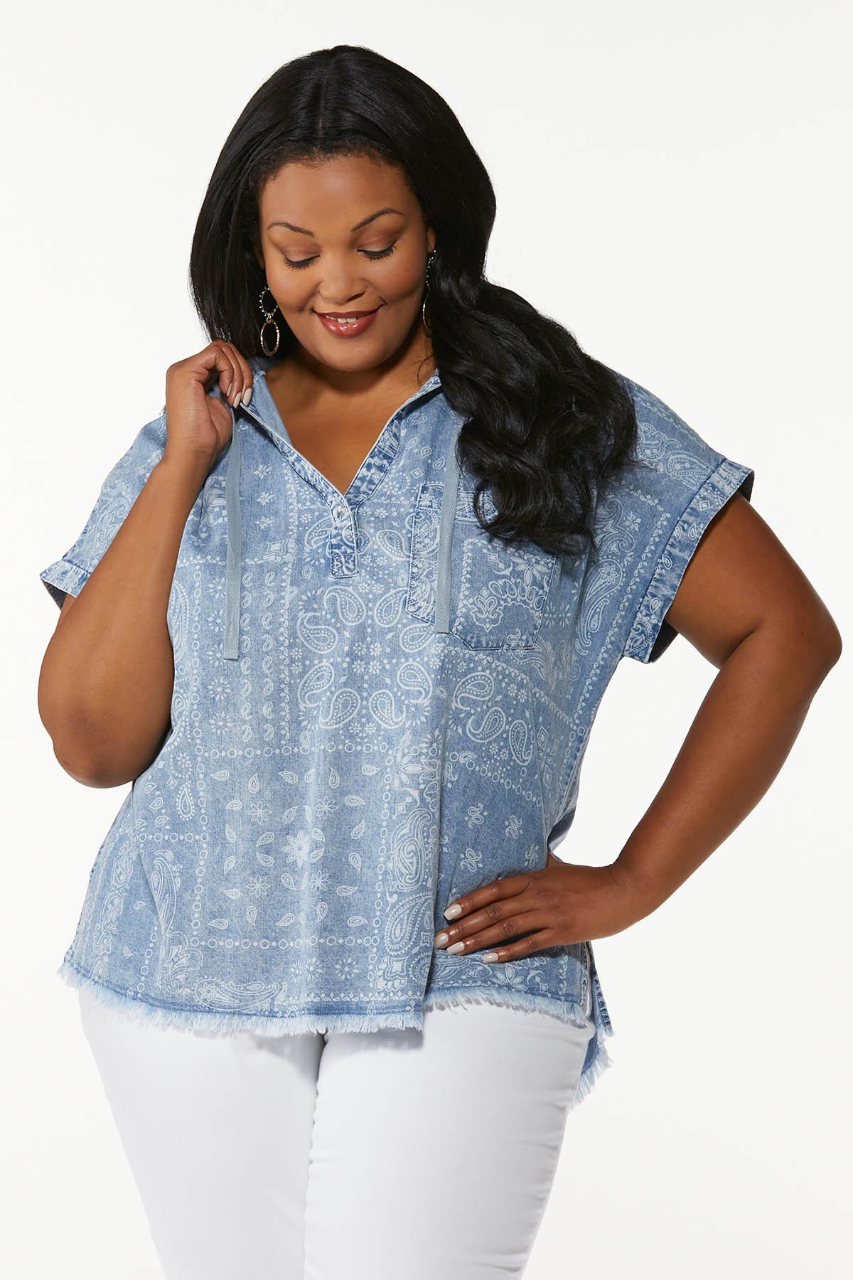 Plus Size Hooded Popover Top