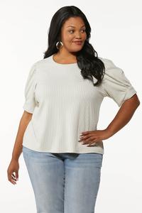 Plus Size Ribbed Puff Sleeve Top