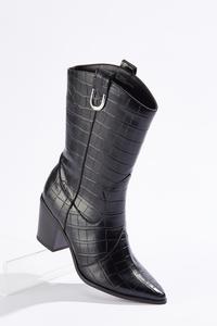 Black Croc Western Boots