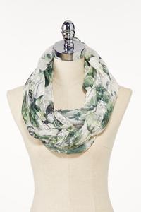 Green Floral Infinity Scarf