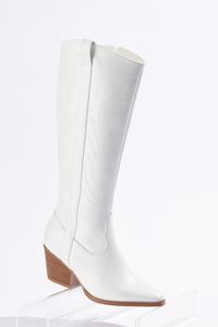 White Western Tall Boots