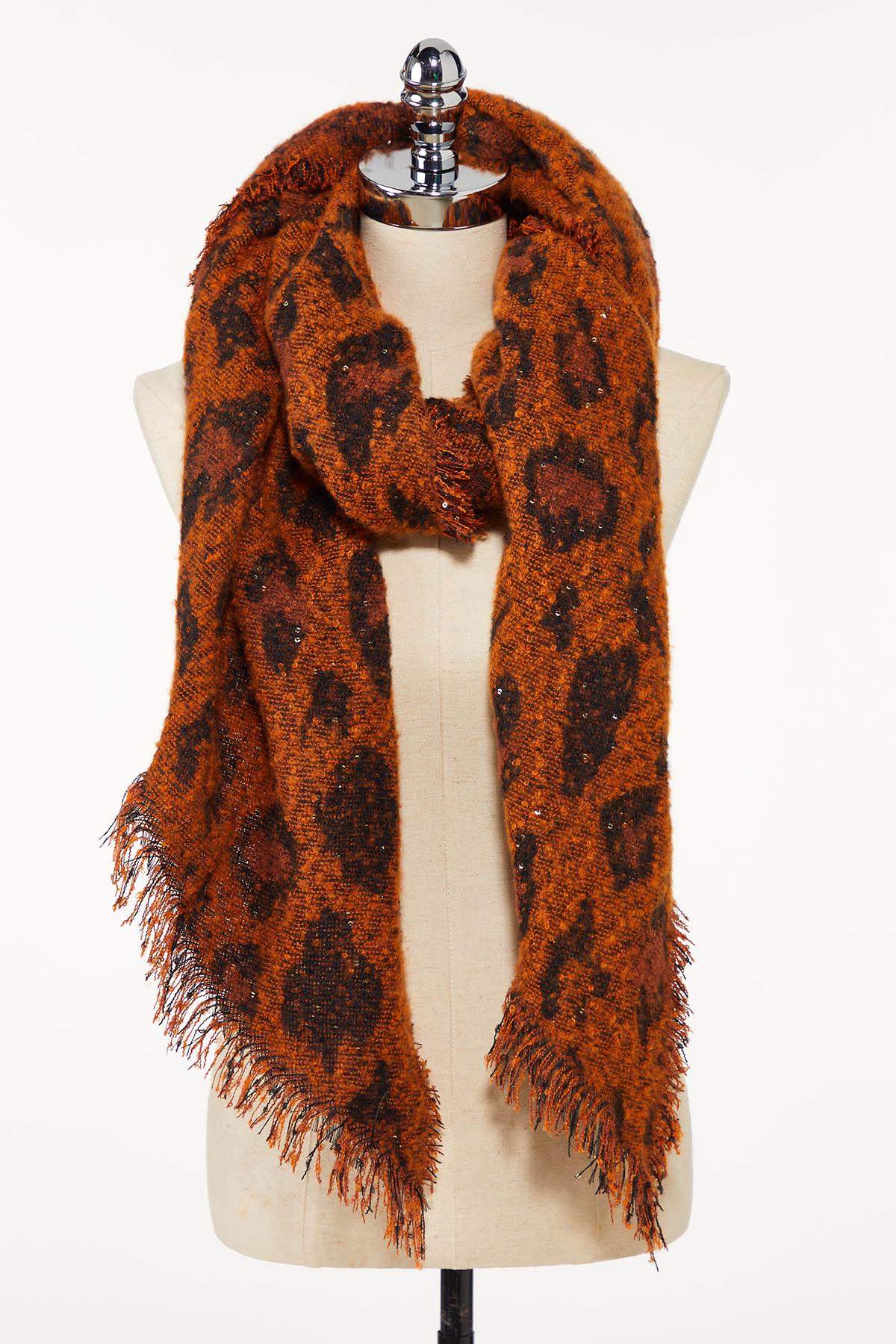 Leopard Sequin Triangle Scarf