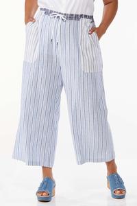 Plus Size Mixed Striped Cropped Pants