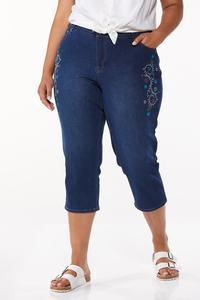 Plus Size Embroidered Cropped Jeans