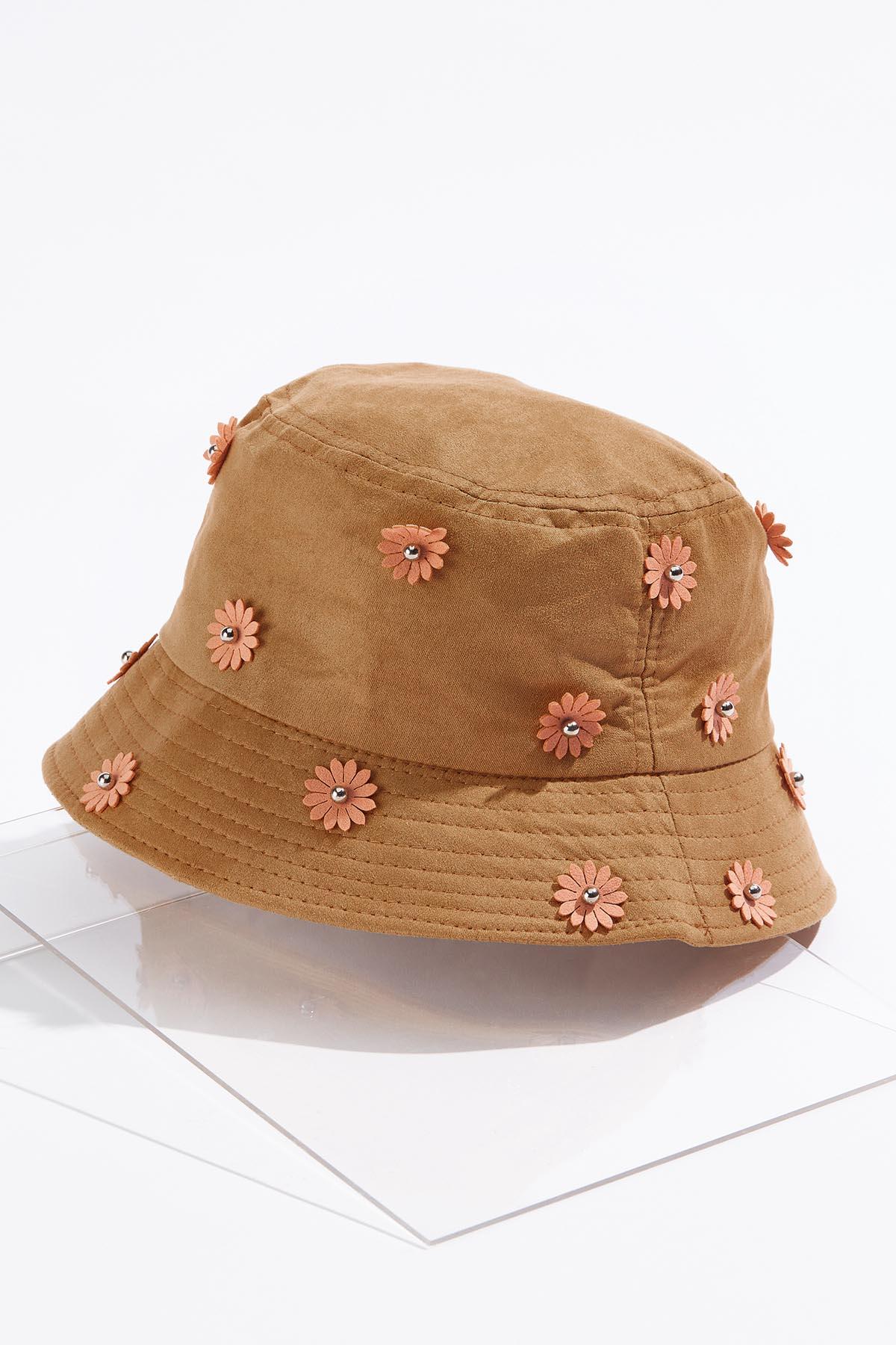 Faux Suede Flower Bucket Hat