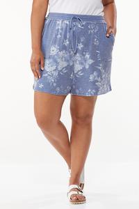 Plus Size Floral Drawstring Shorts