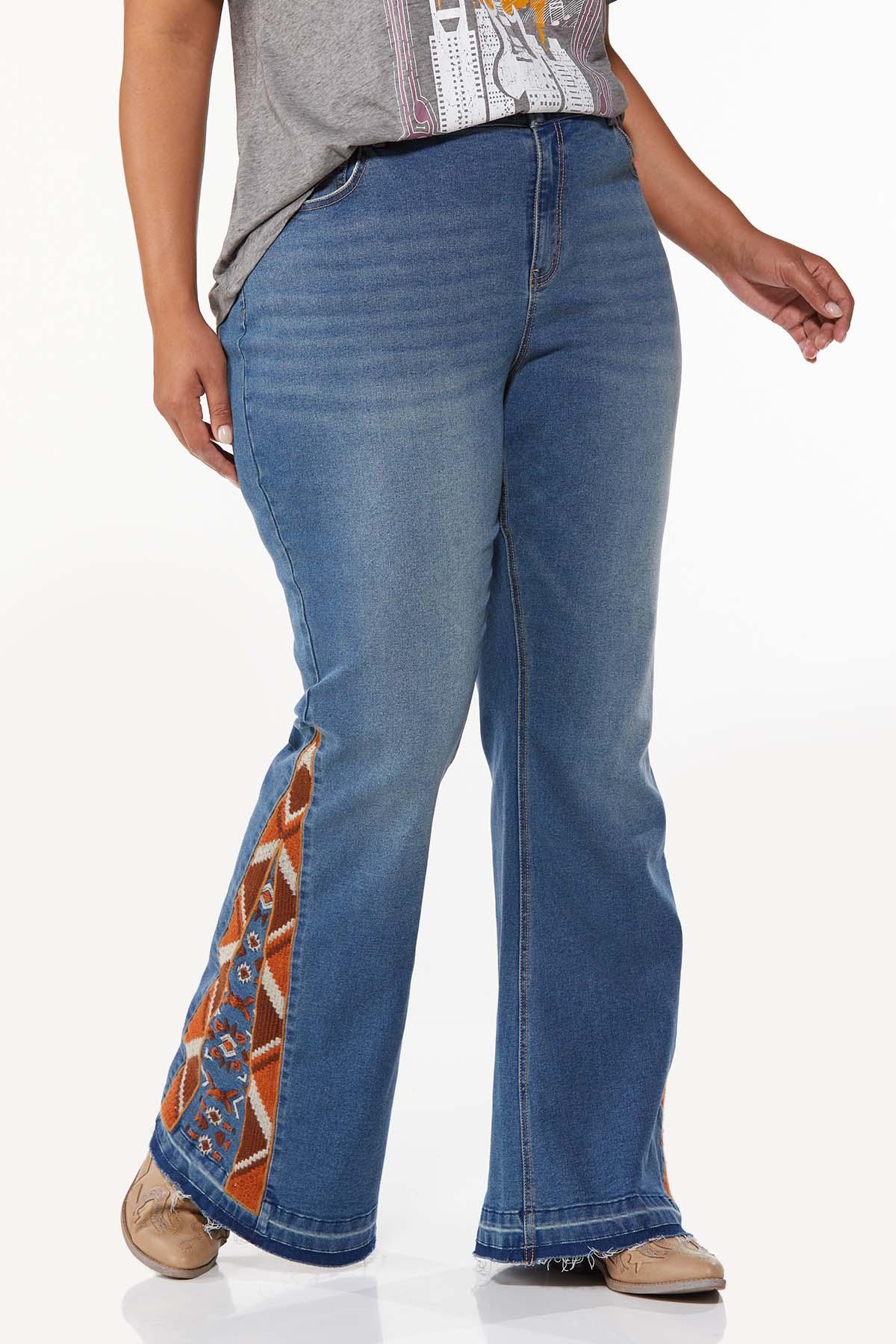 Plus Size Embroidered Flare Jeans