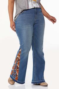 Plus Size Embroidered Flare Jeans