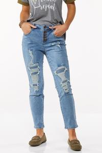 Petite Distressed Girlfriend Jeans