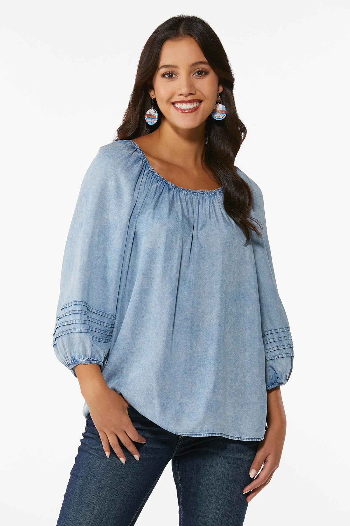 Faded Chambray Poet Top