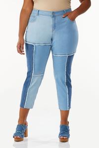 Plus Size Colorblock Straight Jeans