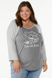 Plus Size Country Roads Baseball Top