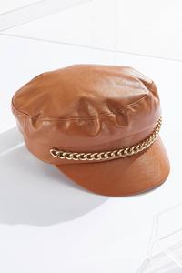 Faux Leather Chain Cabbie Hat