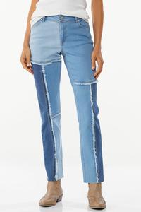 Petite Colorblock Straight Jeans