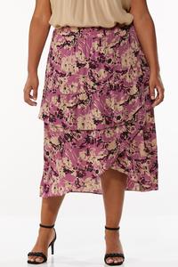 Plus Size Grape Floral Skirt