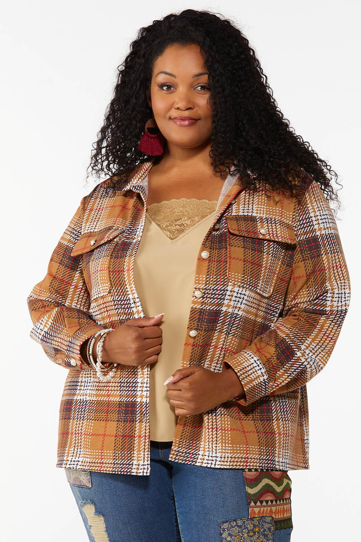 Plus Size Pearl Button Shacket