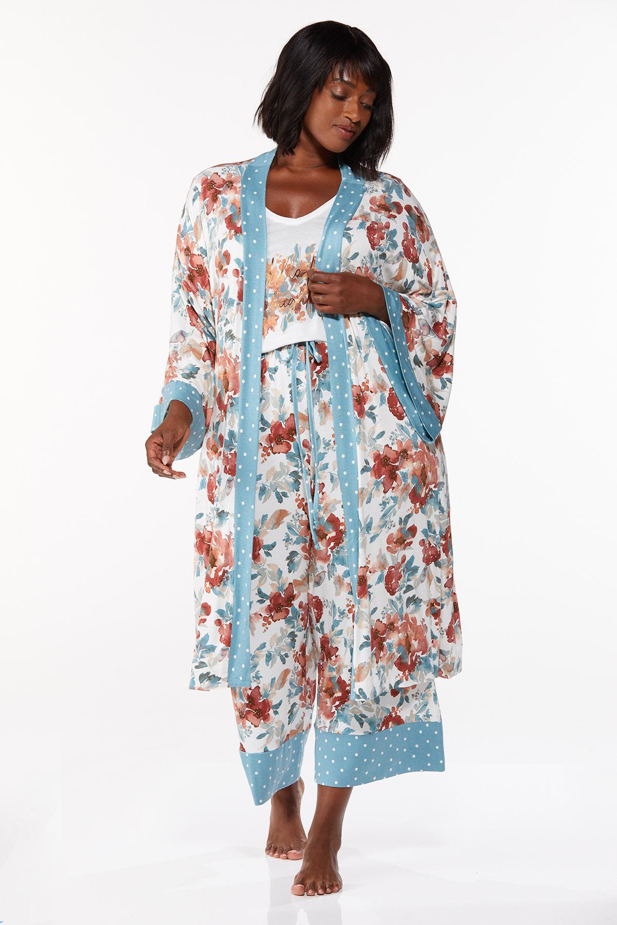 Plus Size Floral Print Robe