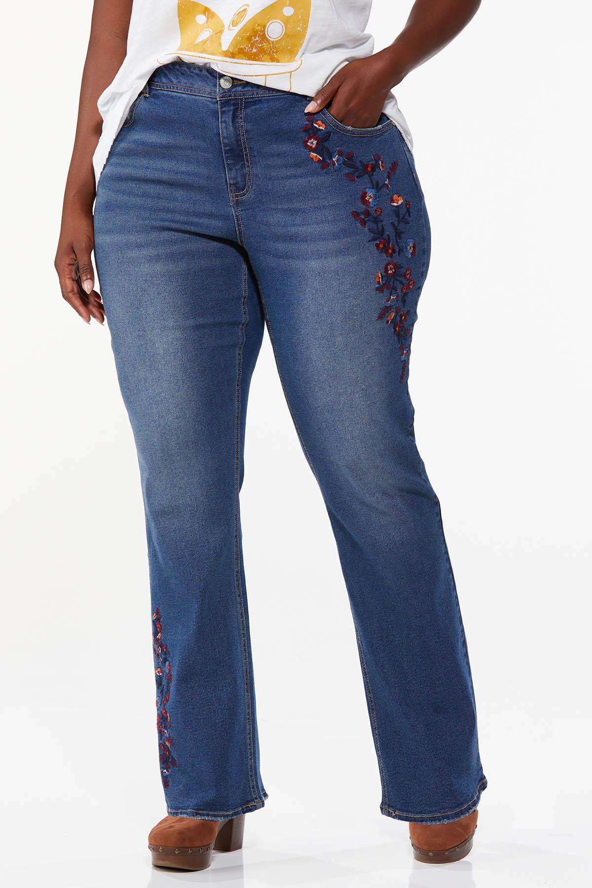 Plus Size Embroidered Bootcut Jeans