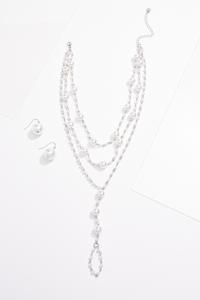 Delicate Pearl Necklace Earring Set