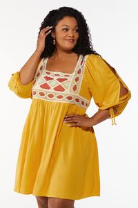 Plus Size Embroidered Bodice Dress 