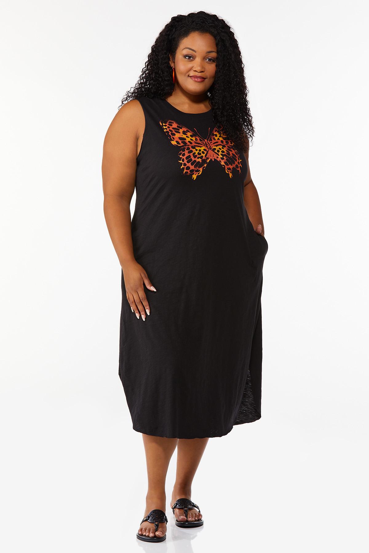 Plus Size Butterfly Graphic T-Shirt Dress